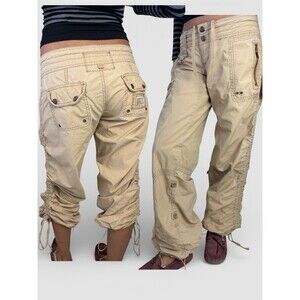 Vintage Abercrombie & Fitch Baggy Cargo Pants Size 2 Parachute Y2K Convertible
